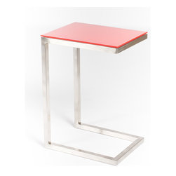 Safari Cee Satin Nickel Side Table | Red - Coffee Tables