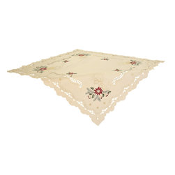 Xia Home Fashions - Golden Glow Embroidered Cutwork Christmas 36"x36" Table Topper - Tablecloths