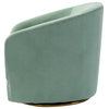 Upholstered Accent Comfy Swivel Chair With Metal Base, Sage
