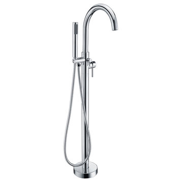 ANZZI Kros 2-Handle Freestanding Claw Foot Tub Faucet With Hand Shower, Polished Chrome