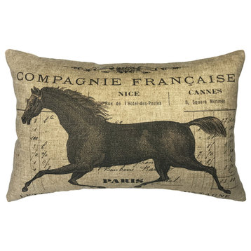 French Horse Linen Pillow