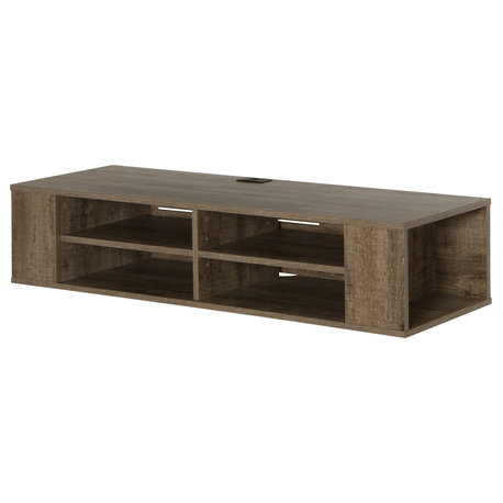 South Shore City Life 48 Wall Mounted Media Console, Weathered Oak