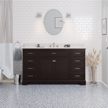 Aria 60" Bathroom Vanity, Chocolate, Quartz, Single Vanity