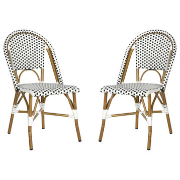 Safavieh Salcha Indoor-Outdoor Stackable Side Chairs, Set of 2, Black/White