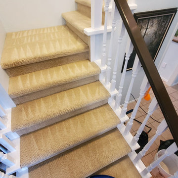 Hallway and Stairs Steam Cleaning With Dirt from Plants Drywall Dust and Constru