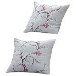 Serenta - Cherry Blossom Embroidery 2 Piece Pillow Covers, Pink, 26" X 26" - 100% Polyester. Embroidery Canvas Pillow Shells are an easy and inexpensive way to upgrade your room’s decor. Solid cream canvas pillow shells feature sweet, meticulously embroidered floral designs on the front with a plain back. Protect your pillows while offering a cozy, fresh, decorative living space. Create a complete ambiance with matching bed sets and valances offered for separate purchase. Each 20 x 20-inch shell accommodates 18 x 18-inch inserts and are NOT INCLUDED! Foam, polyester or down and loose feathers make excellent insert choices. The hidden zipper glides smoothly allowing easy insertion and removal of pillow inserts. Imagine your loved one’s face when they see the beautiful embroidery. Captivate their hearts without capsizing your wallet. Each shell is expertly folded, stacked one atop the other and placed in a clear, unusable, zipper closure polybag with a product card. With pretreatments that offer lifetime use with proper care and ultimate fade resistance, our customers enjoy the fine luxury Serenta offers without a hefty price tag. Machine wash separately using cold water on a delicate cycle. Tumble dry on the lowest heat setting to avoid heat damage. Remove from dryer promptly to minimize wrinkling. You will be amazed by how much softer the fabric is after each wash. **DO NOT BLEACH**