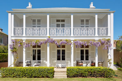 Contemporary two-storey white exterior in Sydney.