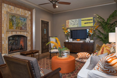 Living room - mediterranean living room idea in Houston