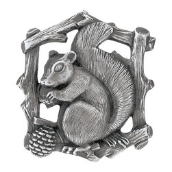 Inviting Home Inc. - Squirrel Right Knobs, Antique-Style Pewter - Cabinet And Drawer Knobs