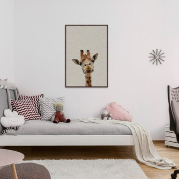 "Curious Giraffe" Floater Framed Painting Print on Canvas