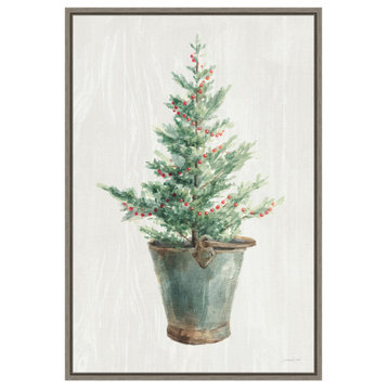Canvas Art Framed 'White and Bright Christmas Tree I' by Danhui Nai, 16x23