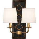 Robert Abbey - Robert Abbey 1035 Williamsburg Lightfoot - Two Light Wall Sconce - Designer: Williamsburg  Cord CoWilliamsburg Lightfo Blacksmith Black Lea *UL Approved: YES Energy Star Qualified: n/a ADA Certified: n/a  *Number of Lights: Lamp: 2-*Wattage:60w B Candelabra Base bulb(s) *Bulb Included:No *Bulb Type:B Candelabra Base *Finish Type:Blacksmith Black Leather/Polished Nickel
