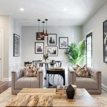 Gold accents alongside bold black elements