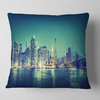 New York City Panorama Night Concept Cityscape Throw Pillow, 16"x16"