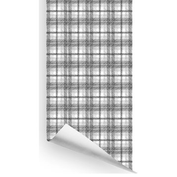 Twin Cities Tartan Wallcovering, Black & White, Roll, Peel and Stick