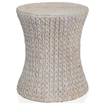 Gallerie Decor Bali Breeze Transitional Wood Accent Table in Whitewashed