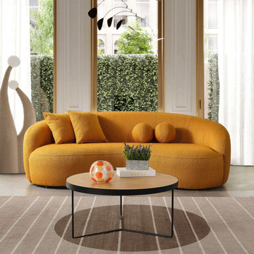 Drake Japandi Style Curvy Boucle 3 Seater Living Room Sofa