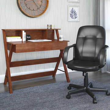 Corliving Folio 2-Piece Warm Oak Desk And Office Chair Set