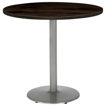 KFI Urban Loft 36" Round Breakroom Table Espresso Rnd Silver Base Bistro Height
