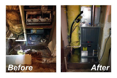 Standard residential furnace installation - Before & After
