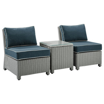 Bradenton 3-Piece Outdoor Chair Set, Side Table and 2 Armless Chairs