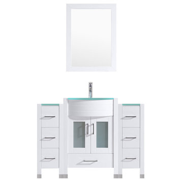 60" White Vanity, 36" Double Sink Base, Double 12 Drawer Bases, LV3-C6-60-W