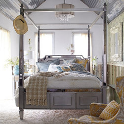 Hayworth Collection - Queen Silver Canopy Bed - Canopy Beds
