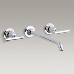 KOHLER Polished Chrome Purist&reg; Wall-mount Bathroom Sink Faucet With Lever Handle - Bathroom Sink Faucets