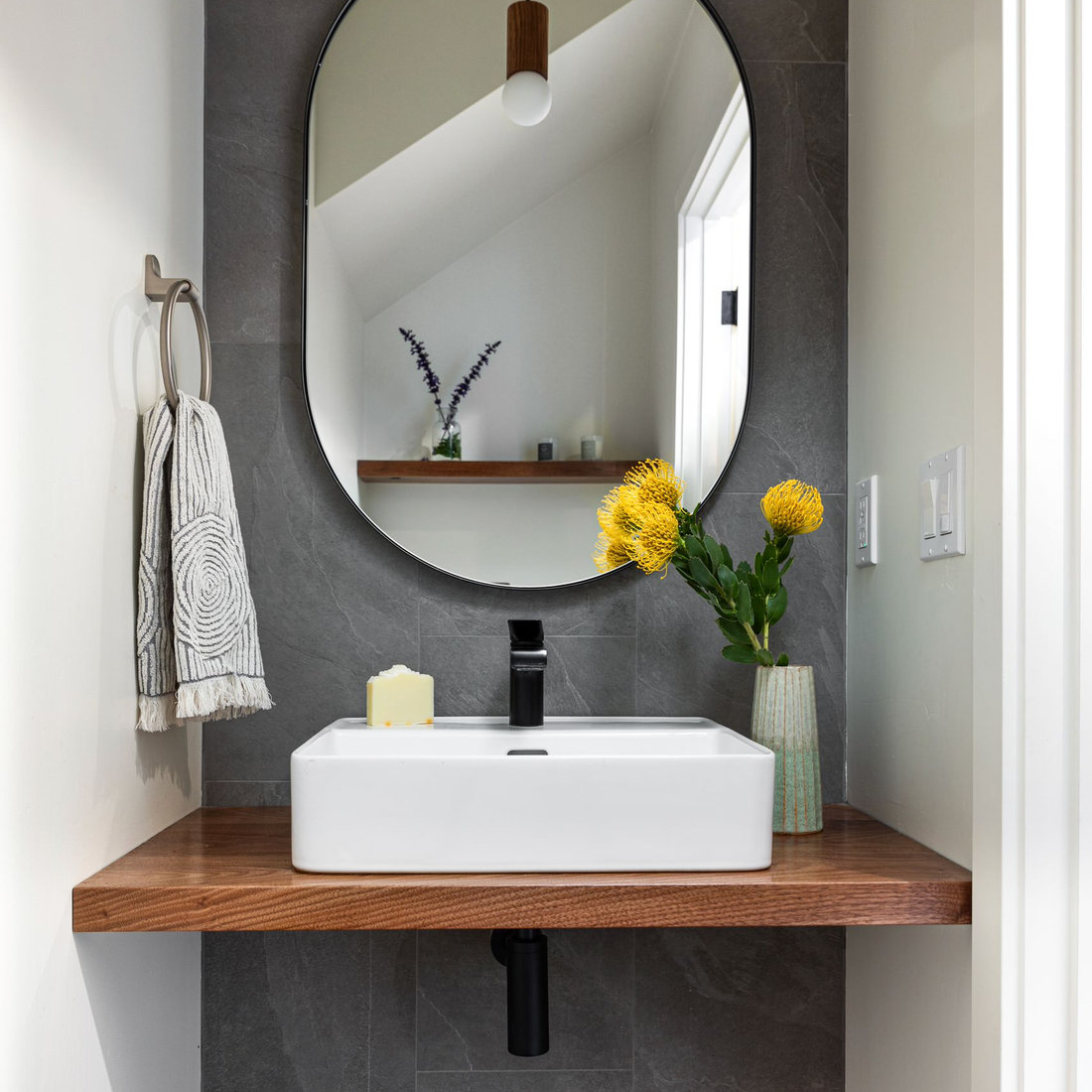 Tiny Powder Room Under Staircase