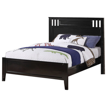 Wooden Panel Bed, Black Finish, Full