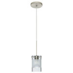 Besa Lighting - Besa Lighting 1XT-6524EC-LED-SN Scope - One Light Cord Pendant with Flat Canopy - Scope is a compact cylinder of handcrafted glass,Scope One Light Cord Bronze Clear/Frost G *UL Approved: YES Energy Star Qualified: n/a ADA Certified: n/a  *Number of Lights: Lamp: 1-*Wattage:50w GU5.3 Bi-pin bulb(s) *Bulb Included:Yes *Bulb Type:GU5.3 Bi-pin *Finish Type:Bronze