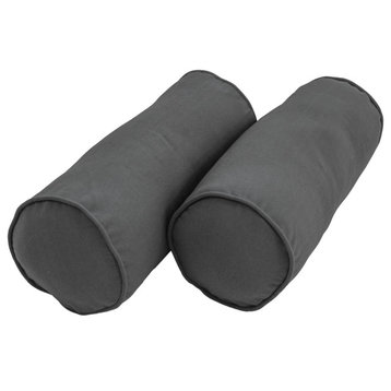 20"X8" Double-Corded Solid Twill Bolster Pillows, Set of 2, Steel Gray