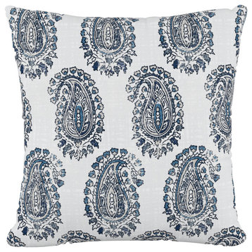 18" Decorative Pillow, Block Paisley Navy