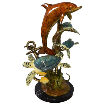 Dolphin Octopus and Three Turtles Fountain Bronze Statue Size: 28" x 21" x 35"