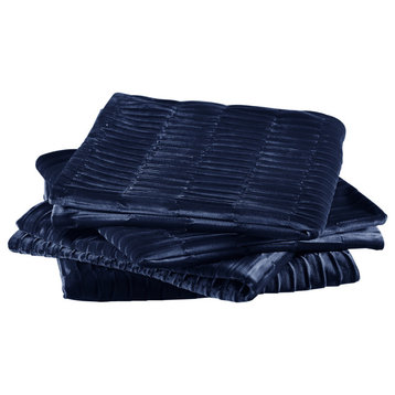 Pleated Velvet Pillow Covers, Set of 2, Blue, 26"x26"