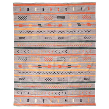Weave & Wander Amara Southwestern Serape Style Rug, Gray/Orange, 8'x10'