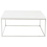 Euro Style - Teresa Square Coffee Table, White and Polished Stainless Steel - Like a fresh haircut, the Teresa Square Coffee Table removes the excess for a clean, crisp look. This table pairs a linear design with a sturdy construction, leaving you with a classic piece that will also stand the test of time. The Teresa Square Coffee Table is fashionable and functional, bringing everyday style to your living room, lounge or office.