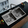 33" X 22" Zero Radius 50/50 Double Bowl Stainless Steel Drop In Kitchen Sink