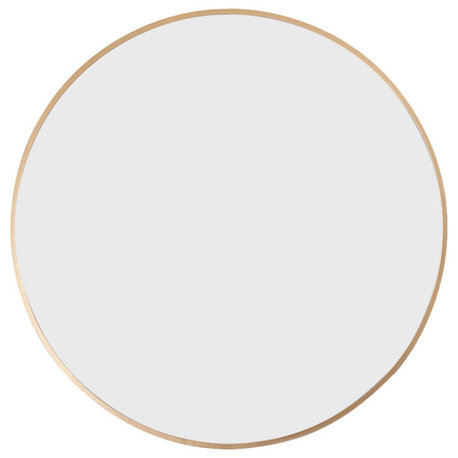 Emilia 28" Round Bathroom/Vanity framed Wall Mounted Mirror, Brushed Gold