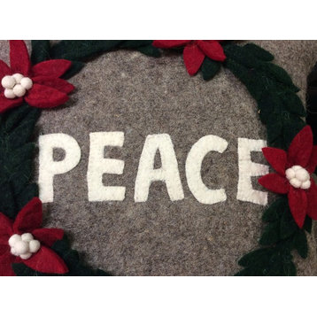 Peace Wreath Cushion Cover in Hand Felted Wool