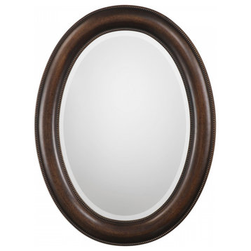 Dark Bronze with Antique Gold Undertones Oval Mirror, Bathroom Mirror, 23 X 30