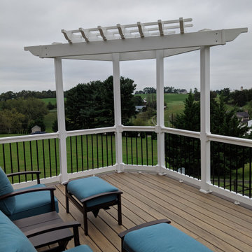 Custom TimberTech Tigerwood Deck with Pergola and Patio in Union Bridge MD