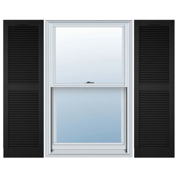 14 1/2" x 72" Lifetime Vinyl Cathedral 2-Equal Louver Shutters, Black