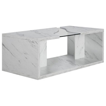 Furniture of America Lenu Contemporary Wood Storage Coffee Table in White