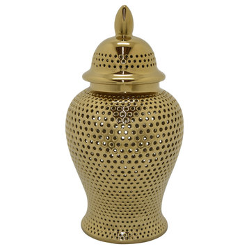 Plutus Brands Ceramic Jar, Gold Porcelain