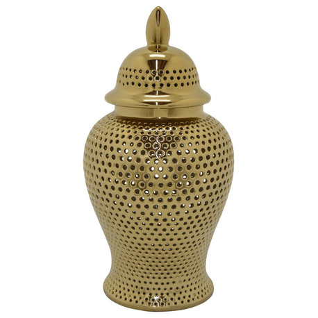 Plutus Brands Ceramic Jar, Gold Porcelain