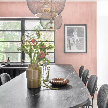 Mid-Century Modern Pink Kitchen in Miami Shores