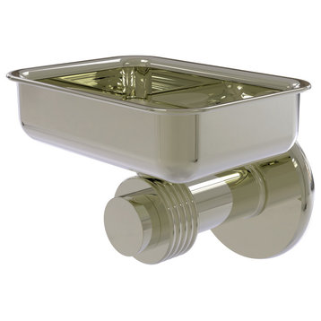 Mercury Wall Mounted Soap Dish with Groovy Accents, Polished Nickel