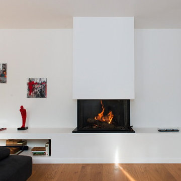 Cheminée design foyer ouvert 3 faces - Bruges