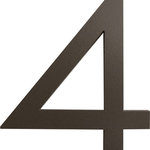 moderndwellnumbers - Modern Font House Number, Bronze, 6", Number 4, Modern Font - Each modern house number comes with a bronze powder coat finish  that will help withstand extreme weather conditions. Numbers are cut using our own waterjet cutter. Installation hardware, mounting template, & instructions included.
